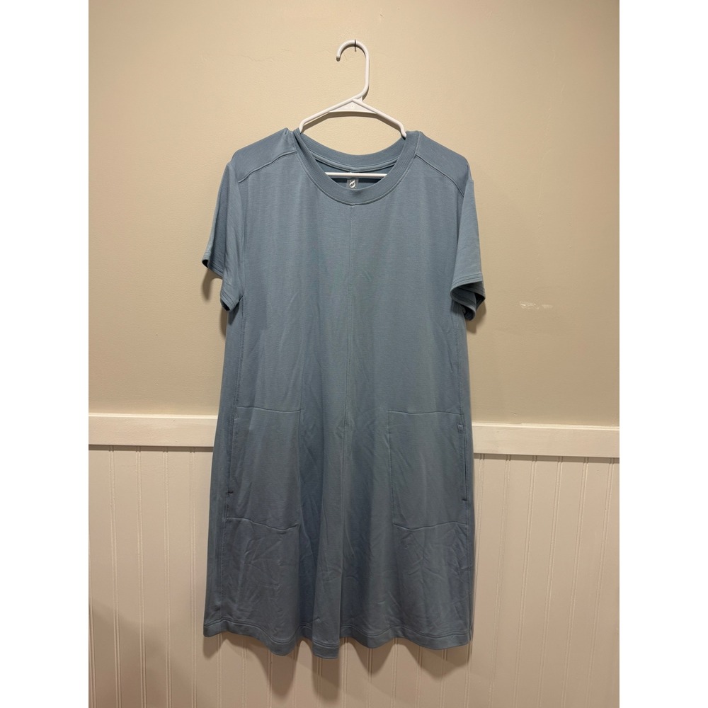 Lou & Grey Short Sleeve Dress Shirt Soft Blue Women Size Large NWT